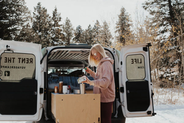 van life in the snow